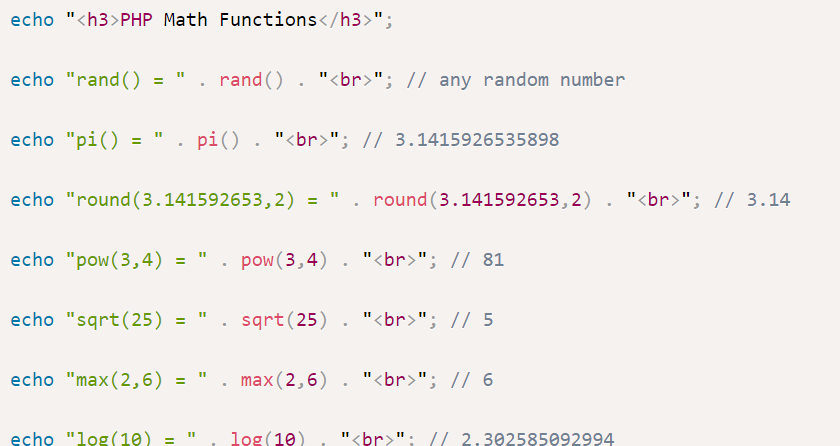 PHP math functions